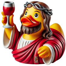 (C) Unique Resin Sculpture Creative Funny Elegant Duck Statue Crafts Jesus Artwork Desktop Ornaments Home Decoration