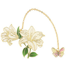 Metal Flower Bookmarks Book Page Marker with Chain Pendant-3