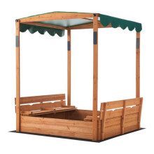 Bac à sable carré en bois avec bancs rabattables et toit réglable 145 x 118