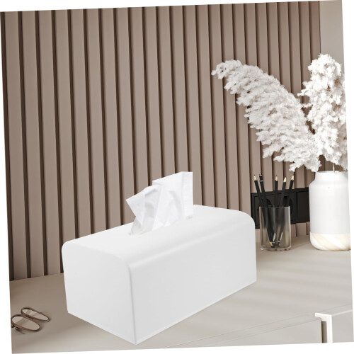 Car Tissue Box Plastic Rectangular Holder with Easy Refill for Dashboard Home Office Use 2