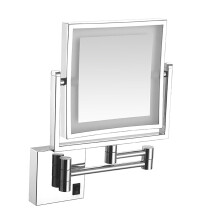 LED Wall Mounted Makeup Mirror 8 Inch Double Sided 3X Magnifying Hardwired Lighted Vanity Mirror Silvery