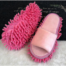 (39-42, Pink) Mop Slippers Lazy Floor Foot Socks Shoes Quick Polishing Cleaning Dust Slippers GuanGuan