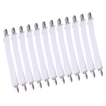 Adjustable Elastic Bed Sheet Straps with Clips 12 Pieces White Secure Sheet Fastening for All Mattress Sizes
