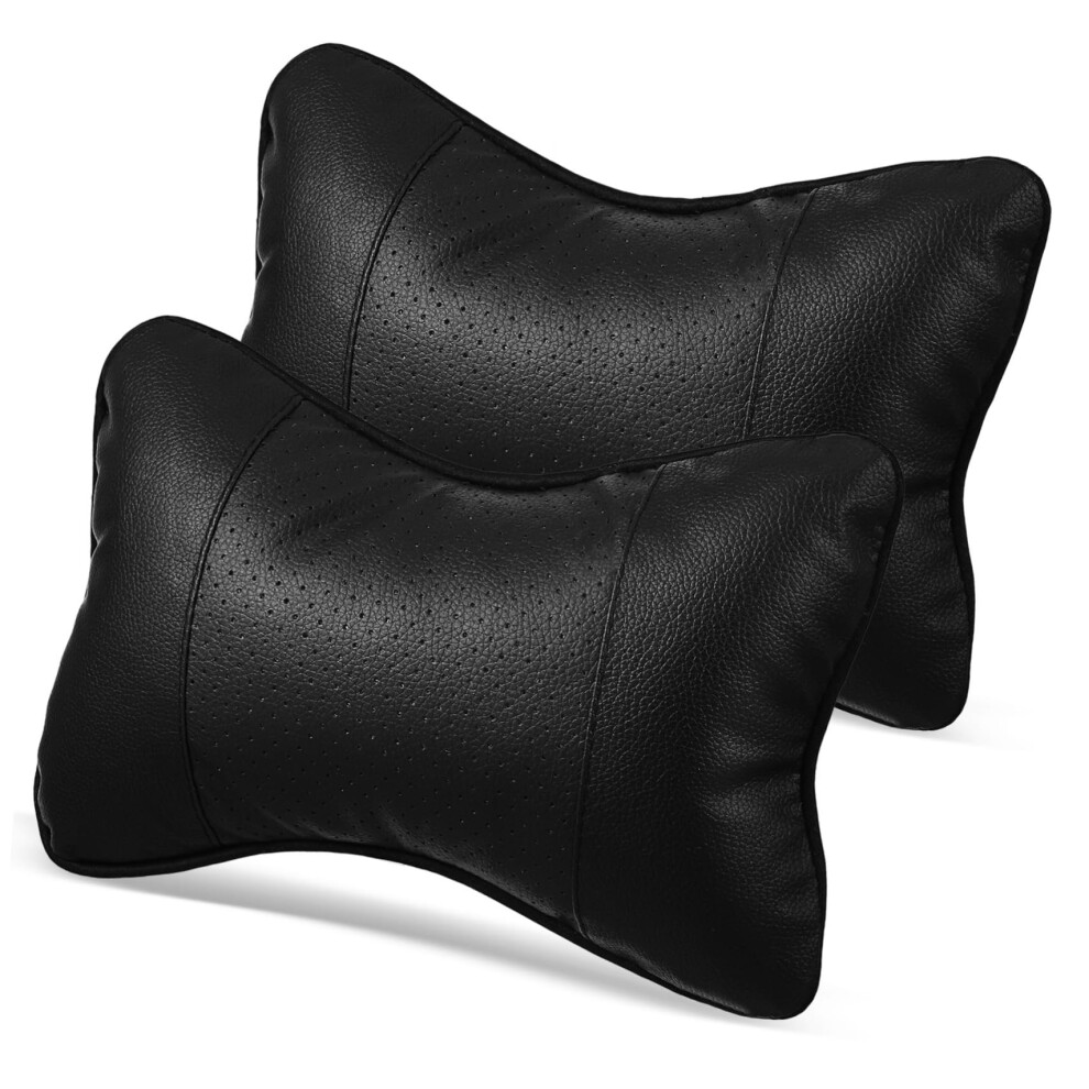 2Pcs Car Neck Pillow For Driving Seat, Ergonomic Memory Foam Headrest Cushion, Universal Fit Black 9351714486132