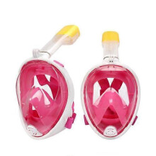 (S-M, Pink) Full Face Snorkel Mask Diving Scuba Goggles Swimming For Kids Adults Anti-Fog