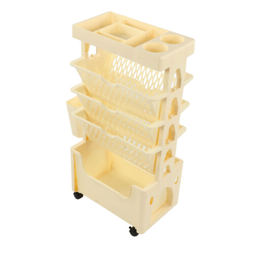 Movable Book Rack Large-Capacity Beige 75x37x22cm