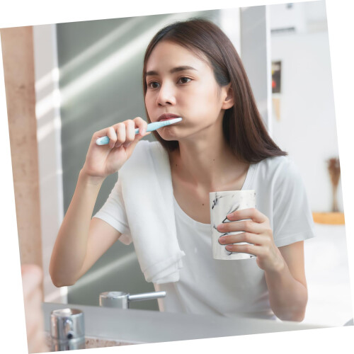 Marble Bathroom Cup with Elegant Marble Pattern, Compact SpaceSaving Tooth Brushing Rinse Cup White for Home Hotel Use 1