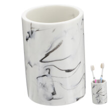 Marble Bathroom Cup with Elegant Marble Pattern, Compact SpaceSaving Tooth Brushing Rinse Cup White for Home Hotel Use