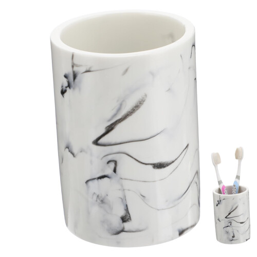 Marble Bathroom Cup with Elegant Marble Pattern, Compact SpaceSaving Tooth Brushing Rinse Cup White for Home Hotel Use