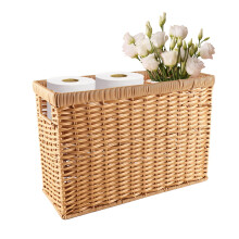 Toilet Paper Holder Basket with Durable RattanLook Finish, MoistureResistant Organizer Holds 6 Mega Rolls