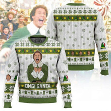 (M, EL40071) the Elf Ugly Sweater for Men 2025 New Winter Warm Cozy Holiday Party Funny Xmas Pullover Family Christmas Gift Sweater