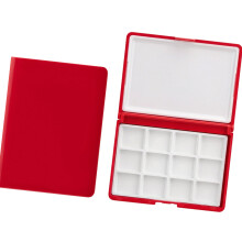 Aquarelverfdoos met 12 compartimenten voor kunstenaars en-Rood 2