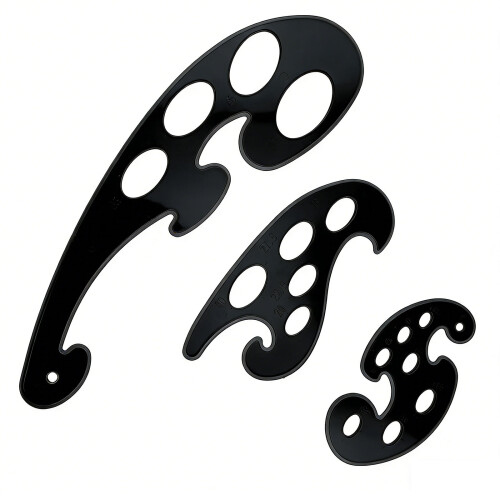 Curves Drawing Ruler Artistic Measuring Tool For Precise-Black