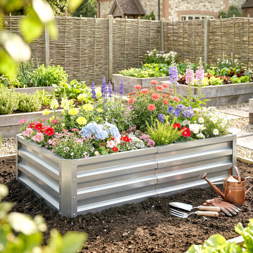 Outsunny Jardinera Elevada Gris 120 x 60 x 30.5 cm 1