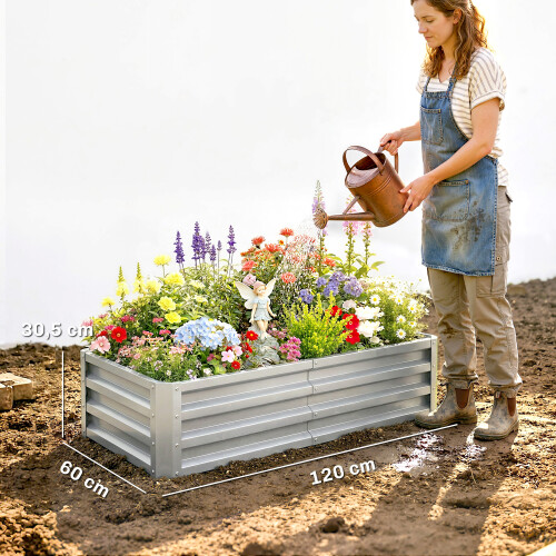 Outsunny Jardinera Elevada Gris 120 x 60 x 30.5 cm 2