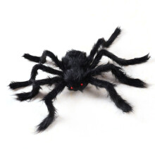 Fake Spider 200cm Lifelike Halloween Yard Decor Soft Hairy Black Scary Prop