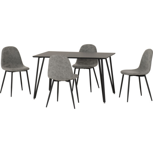 Seconique Marlow & Athens Dining Set X4 Chairs Black Marble 1