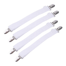 4pcs Bed Sheet Straps Adjustable Elastic Fasteners with Secure Grip Clips Heavy Duty Corner Holders