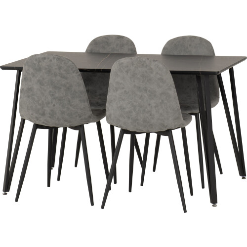 Seconique Marlow & Athens Dining Set X4 Chairs Black Marble 2