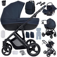 Carrozzina 3 in 1 per bebé con navicella, pieghevole, ruote tutto terreno, sistema di viaggio, accessori e protezione pioggia inclusi