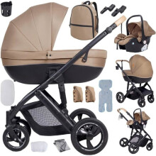 Carrozzina 3 in 1 per bebé con navicella, pieghevole, ruote tutto terreno, sistema di viaggio, accessori e protezione pioggia inclusi