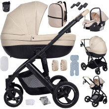 Carrozzina 3 in 1 per bebé con navicella, pieghevole, ruote tutto terreno, sistema di viaggio, accessori e protezione pioggia inclusi