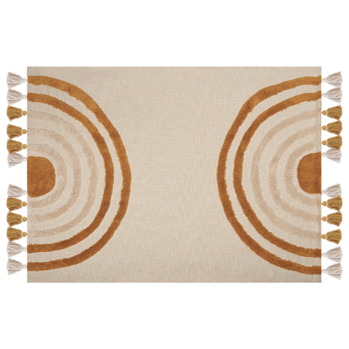 Beliani Blanket MATHURA Cotton 130 x 180 cm Beige 1
