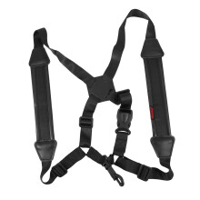 Adjustable Double Shoulder Tenor Saxophone Harness with Dual Support, Neck Pressure Relief, Black Finish