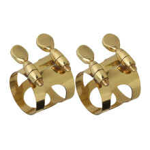 Alto Saxophone Ligature 2pcs Set, Golden Durable Mouthpiece Clamp for Secure Reed Hold and Consistent Tone