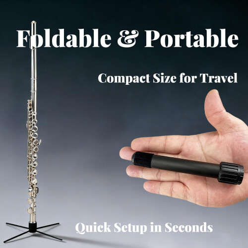 Portable Flute Stand for C Flutes, Lightweight 64g Foldable Holder with Secure 4Claw Support and Fast Setup 1