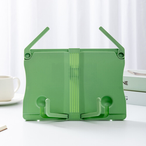 Support de manuel pliable en plastique avec clip de page-Vert 2