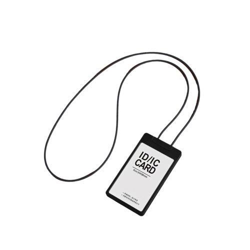 Retractable Lanyard With Plastic Badge Card Holder-Black