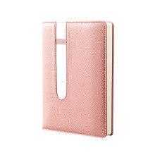 Hardcover PU Notebook 130 Sheets Elastic Pen Slots for-Pink