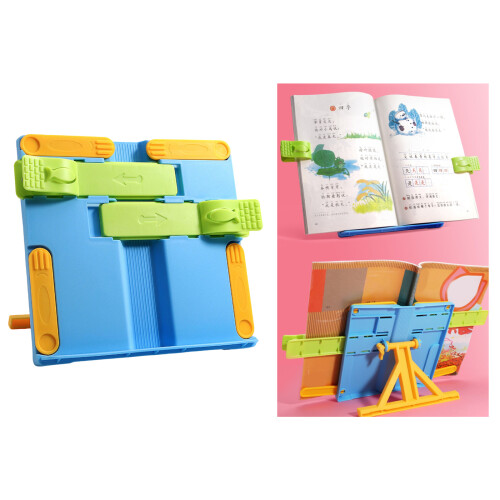 Folding Plastic Textbook Stand Reading Stand with Paper-Blue 2