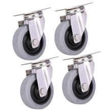 4 Pcs 125mm Stainless Steel Swivel Casters with Brakes, Silent Heavy Duty Caster Wheels, AntiStatic, 480KG Load