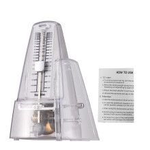 Mechanical Metronome for Piano Guitar Drum, Adjustable Tempo Control with Loud Clear Sound, Transparent White
