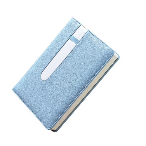 Professional PU Leather Notebook 130 Sheets Wide Lined-Blue