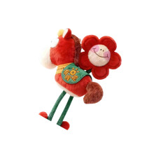 Figurine de cheval en peluche douce, poupée d'animal de-Rouge