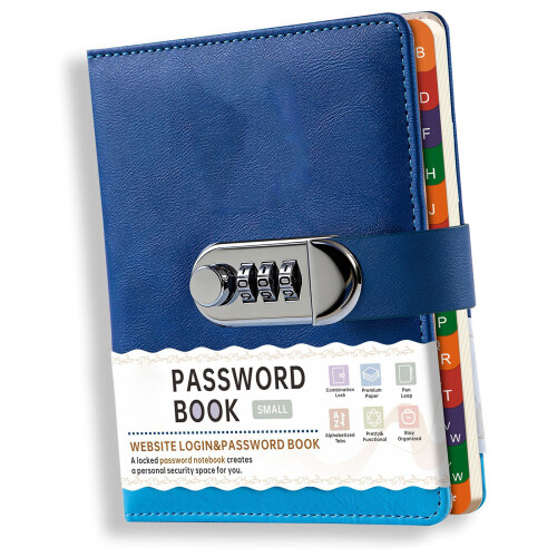 Carnet de mots de passe compact au format B6 comprenant une-Bleu
