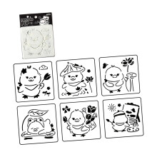 Set of 6 Reusing Hollow Out Drawing Templates-pom pom pups