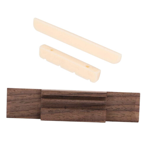 Ukulele Bridge and Nut Set for Easy Replacement, Stable String Seating and Adjustable Action Height