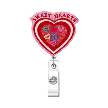 Glinsterende pailletten ABS badgehouder met metalen riemclip-8