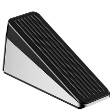 Heavy Duty Metal Door Stopper with NonSlip Rubber Base, Zinc Alloy Door Stop for Heavy Doors, Silver