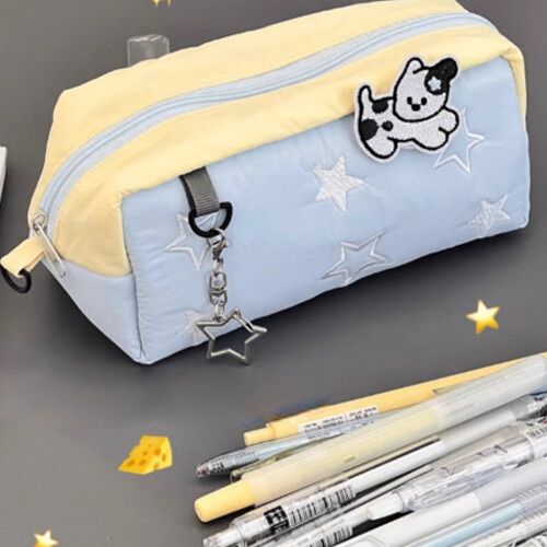 Embroidered Dog Pencil Case High Capacity Polyester Pencil-N4 2