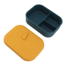 Leakproof Silicone Food Container with 3 Divided Compartments Bento Box Yellow