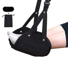 Ergonomic Foot Hammock Under Desk Foot Rest for Airplane Travel with Adjustable Straps and Soft Cushion, Black 1 Pack