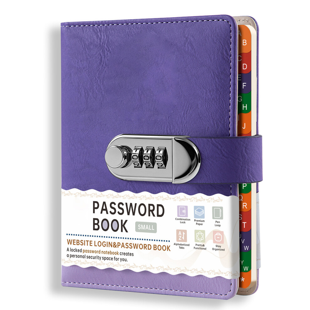 B6 Password Lock Notebook Great For Safe Writing With- Purple 7696001927793