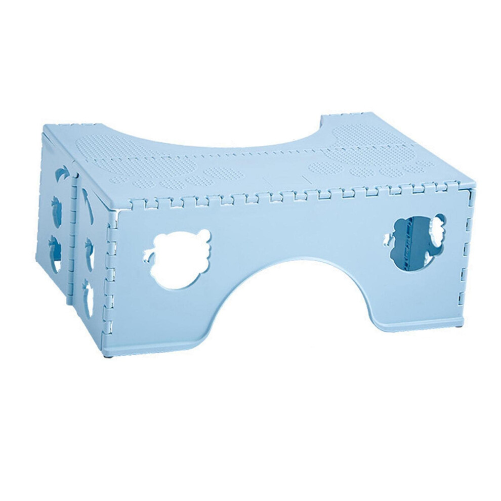 Blue Toilet Stool With Ergonomic Leg Support, Anti Slip Foldable Squat Potty Foot Rest, 537