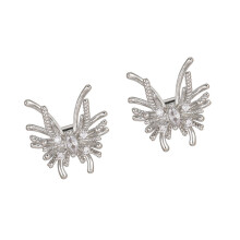 Delicate Alloy Butterfly Shape Ear Clip Decorated With-Silver
