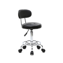Ergonomic Rolling Stool with Backrest, Adjustable Height PU Leather Swivel Office Chair for Posture Correction, Black